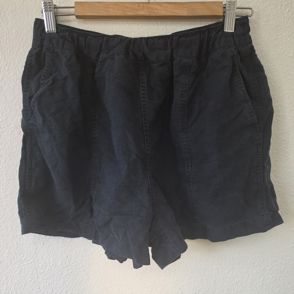 Madewell Linen Shorts Size S Black Solid Casual Women Bermuda Mini Breathable